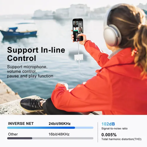 Miniatura 4 de INVERSE NET USB C a 3.5mm Adaptador de Audio OTG, Adaptador USB-C a USB 3en1 con Conector de Auriculares de 3.5mm y Carga Rápida PD de 60W