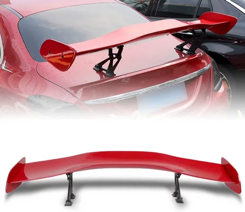 Alerón de maletero ajustable pintado de color rojo brillante con kit de accesorios, alerón de maletero ajustable tipo 1 pintado negro ABS GT con