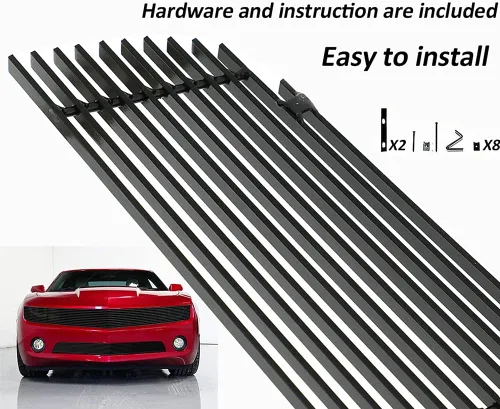Miniatura 3 de Inserto de parrilla delantera negra para Chevy Camaro LT/LS V6 Phantom Billet 2010-2013, insertos de rejilla del parachoques superior, protector