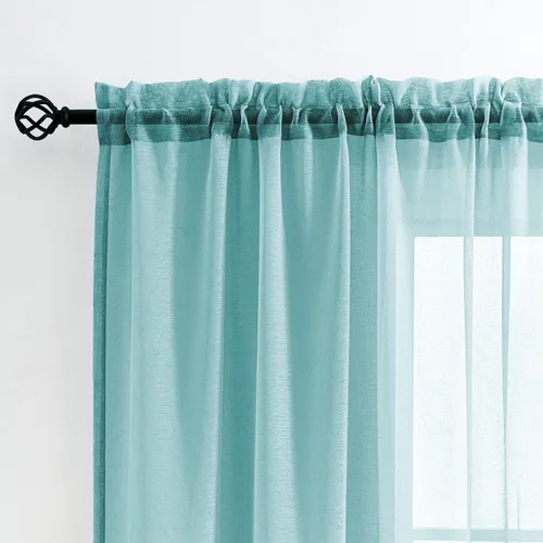 Miniatura 87 de Cortinas para ventana cortinas blancas traslúcidas de 90 pulgadas de largo, 2 paneles de cortinas de tul, paneles de ventana para cortinas de Blanco