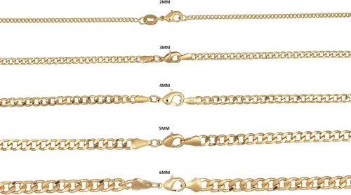 Miniatura 4 de Barzel Collar de cadena de oro chapado en oro de 18 quilates eslabones cubanos de 0.079in, 0.118in, 0.157in, 0.197in, para mujeres u hombres