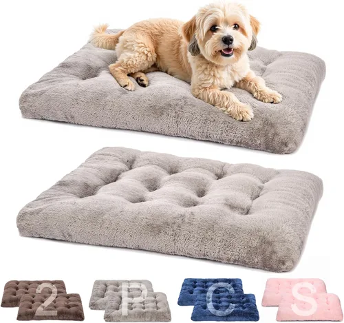 Miniatura 12 de POMIU Paquete de 2 camas lavables para perros, camas de felpa de lujo con antideslizante, lavable a máquina, tapete para dormir para perros grandes