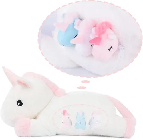 Miniatura 3 de WEIGEDU Juguetes de unicornio para niñas de 1, 2, 3, 4, 5, 6, 7, 8 años, animal de peluche mamá con 3 bebés unicornios en su barriga, juego