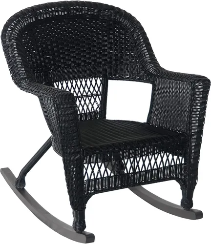 Miniatura 9 de Jeco Juego de 3 sillas de mimbre Rocker con cojín naranja, color negro