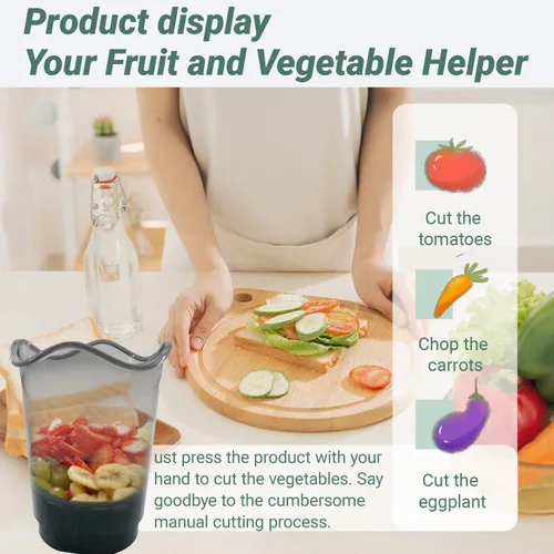 Miniatura 6 de Fresa Cortadora Multifuncional Frutas y Vegetales Cortador de Acero Inoxidable Taza Rápida Ensalada