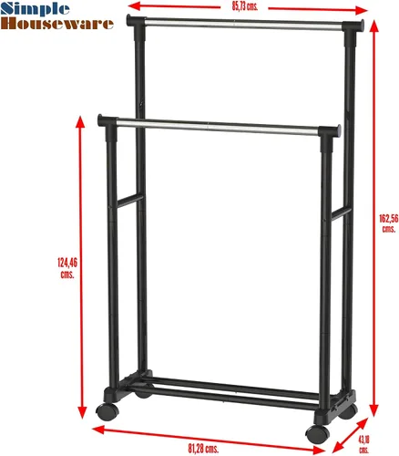 Miniatura 5 de Simple Houseware - Perchero portátil de ropa con doble varilla