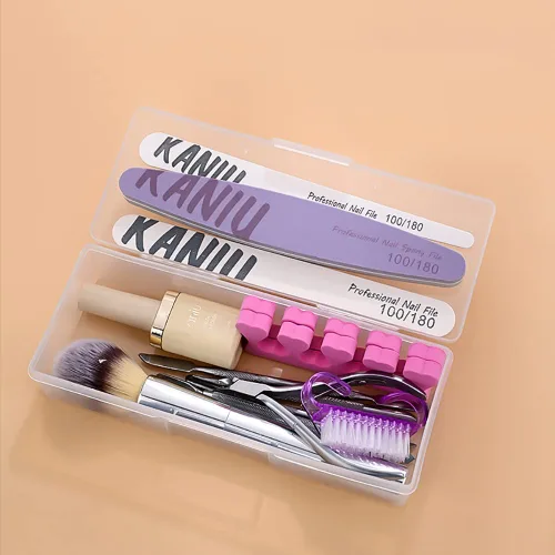 Miniatura 5 de Paquete de 4 cajas de herramientas de uñas, estuche de plástico para limas de uñas, contenedor de pedicura, estuche de almacenamiento de archivos