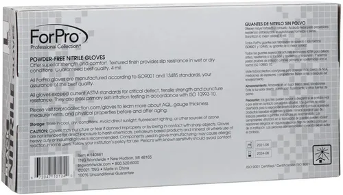 Miniatura 3 de ForPro Disposable Nitrile Gloves, Chemical Resistant, Powder-Free, Latex-Free, Non-Sterile, Food Safe, 4 Mil Negro