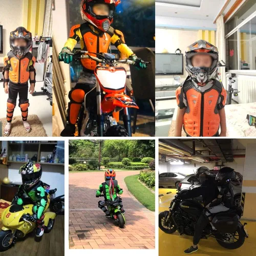 Miniatura 5 de Chaleco de armadura de motocicleta para niños, equipo de protección para bicicleta de cross, protector de columna vertebral para jóvenes, coderas