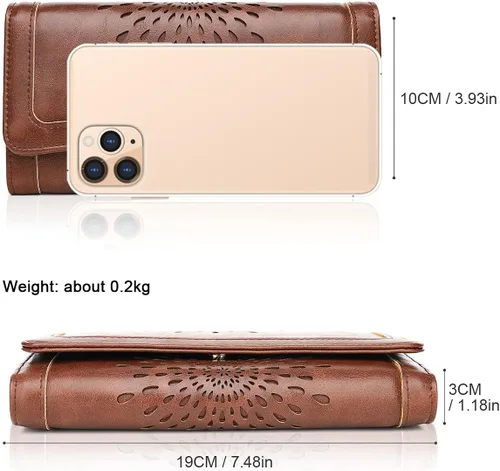 Miniatura 4 de Aphison - Cartera larga de cuero suave RFID para mujer, con caja de regalo