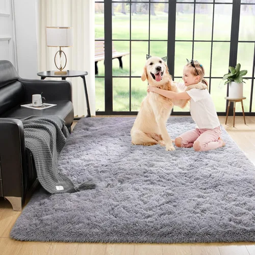 Miniatura 63 de Noahas - Alfombra suave y afelpada para habitación de niña y sala de estar, colorida, decoración para guardería, teñido anudado arcoíris, azul