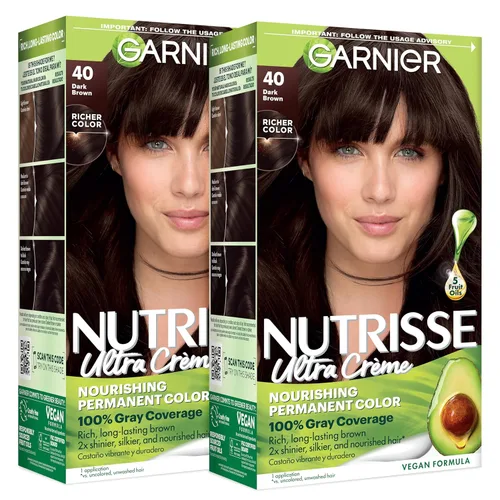 Miniatura 40 de Garnier Nutrisse - Tinte permanente en crema nutritiva para el cabello, 73 rubio dorado oscuro (Honey Dip), 2 unidades (el empaque puede variar)