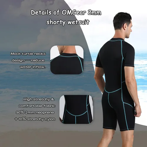 Miniatura 3 de Traje de neopreno OMGear para buceo de 2 mm y 3 mm para hombres y mujeres, traje de neopreno térmico de cuerpo corto/completo para adultos, traje