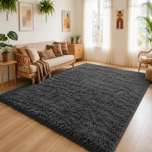 Miniatura 22 de Alfombra mullida de 5 x 8 pies, apta para mascotas, de fácil cuidado, ultra suave, con respaldo antideslizante, moderna alfombra de felpa mullida