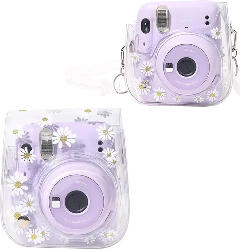 Funda transparente para Fujifilm Instax Mini 12/13/11/9/8 - Funda para cámara instantánea Instax mini 11 con correas ajustables para el hombro