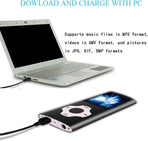 Miniatura 2 de Hotechs - Reproductor de MP3, reproductor de música MP3 con tarjeta SD de memoria de 32 GB, pantalla LCD digital clásica delgada de 1.82 pulgadas