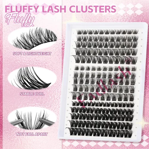 Miniatura 5 de FADLASH Extensiones de pestañas en racimo de pestañas de 0.35-0.70 pulgadas, para colocar en casa, rizado D, pestañas individuales en casa