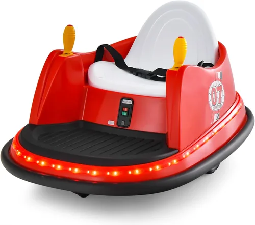 Miniatura 10 de Costzon Auto parachoques para niños, auto eléctrico de 12 V con control remoto, joysticks duales, giro de 360 grados, música, luces intermitentes