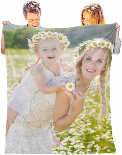 Miniatura 3 de InterestPrint Manta con foto, regalos personalizados para mamá, manta de collage de fotos personalizada para mamá de hija e hijo para cumpleaños