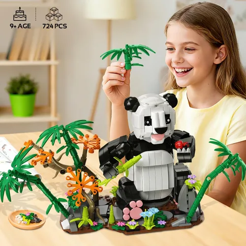Miniatura 4 de HiWEEGO Juego de construcción de animales salvajes 3 en 1 - Figuras de animales con 3 opciones de construcción Panda Gato Cebra, juguete de bloques