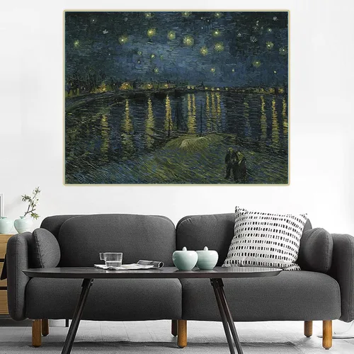Miniatura 6 de Impresión en lienzo Van Gogh "Noche estrellada 1888" Reproducción de cuadro famosa, cuadro de arte de pared en lienzo para 31.5x40.9 in Sin marco