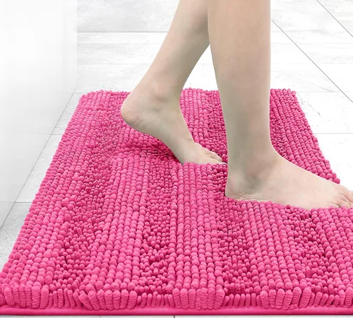 Miniatura 264 de Grandaily Alfombras de baño de felpilla a rayas de 24 x 16 pulgadas, extra gruesas y suaves, absorbentes, parte trasera de goma, alfombra de ducha