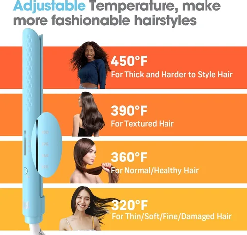 Miniatura 5 de Quico Plancha para el cabello, alisadora de cabello de viaje global de 110-240 V para mujeres, calentamiento rápido en 15 segundos, plancha plana