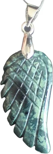 Miniatura 12 de 1.378 in tallada a mano mixta gemstom ala de ángel para collar colgante de cuentas (jade blanco)
