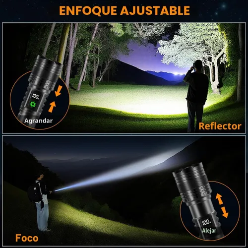 Miniatura 4 de Paquete de 3 linternas recargables de alto lúmenes 9900FL, linterna LED recargable con pantalla digital LCD, 5 modos de luz de flash ajustable