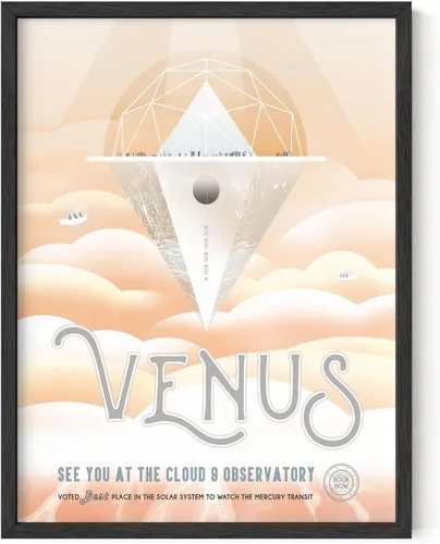 HAUS AND HUES Póster espacial - Arte de ciencia ficción JPL de la NASA, impresión vintage de exploración de Venus, decoración espacial retro