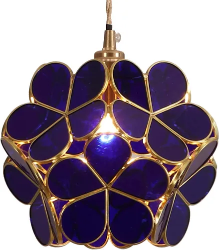 Miniatura 36 de Bieye L10749 - Lámpara colgante de techo de vidrio manchado estilo Tiffany con pantalla de 8 pulgadas de ancho (naranja, 8" flor de cerezo)