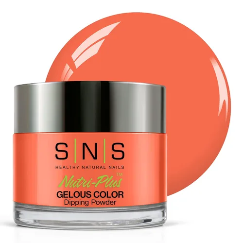 SNS - Polvo de inmersión de uñas, polvo de inmersión de color, caramelo Hard Rock (naranja), CS051, color de uñas de larga duración dura 14 días,