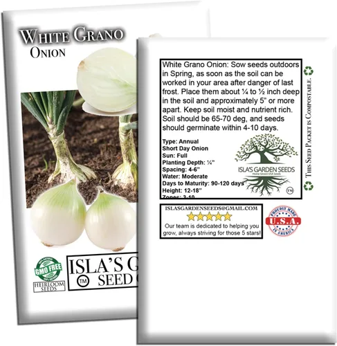 Miniatura 7 de Semillas de cebolla granada blanca (Allium cepa) – Más de 500 semillas de día corto sin OMG de Isla's Garden Seeds, bulbos suaves dulces