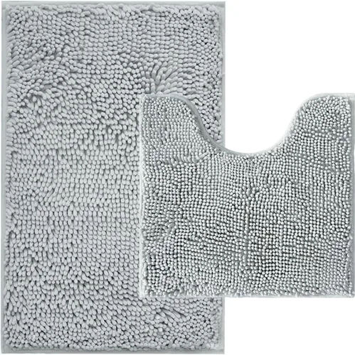 Miniatura 21 de Juegos de alfombras de baño de 2 piezas, alfombra de baño de felpilla extra suave ultra absorbente, alfombra de baño con base antideslizante de PVC