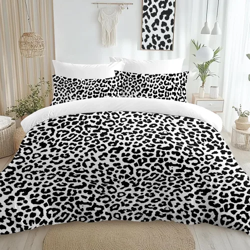 Miniatura 9 de Juego de funda de edredón con estampado de leopardo, tamaño King, suave, de lujo, suave, con guepardo, para niñas, estilo moderno, bohemio