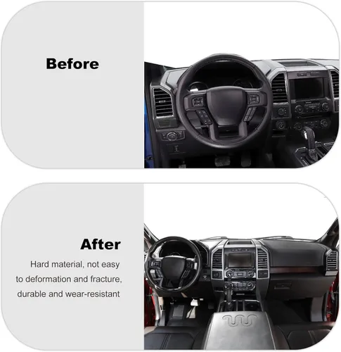 Miniatura 5 de Para Ford F150 2015-2020 consola central decoración interior kits para Ford F150 2015-2020 (11 unidades/juego, fibra de carbono negro)