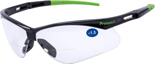 Miniatura 14 de ProtectX Anteojos de seguridad clásicos, lentes antivaho resistentes a los arañazos, gafas protectoras para el trabajo, interior/exterior, ANSI Z87.1