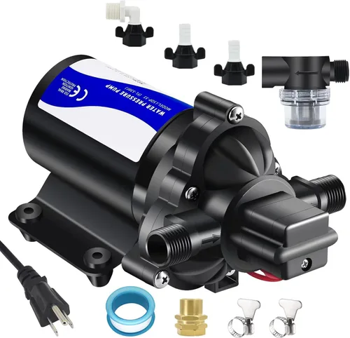 Miniatura 6 de Bomba de agua dulce RV de 12 V CC, bomba de diafragma de alta presión de 70 PSI, bomba de agua autocebante silenciosa bajo demanda con interruptor