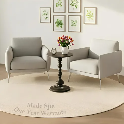 Miniatura 3 de Mesa Auxiliar – Mesa de Acento Pequeña Redonda de 13.8" con Base de Metal, Mesa de Café Vintage Multifuncional para Sala de Estar, Dormitorio