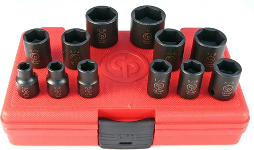 Miniatura 10 de Chicago Pneumatic SS814D - Unidad cuadrada de 1 pulgada, métrica profunda, 6 puntos, juego de llaves de impacto (4 piezas)