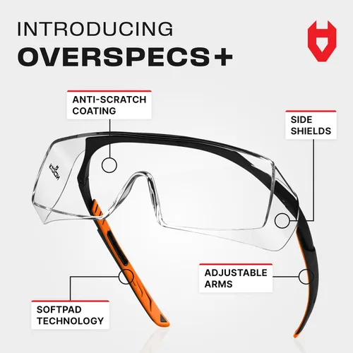 Miniatura 2 de NoCry - Gafas de seguridad que se ajustan a tus gafas graduadas. Lentes envolventes antirayaduras transparentes, protección UV400, certificación