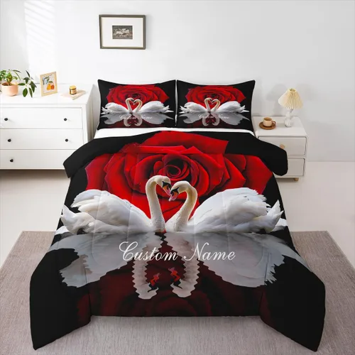 Miniatura 23 de Juego de ropa de cama personalizado con lentejuelas negras y doradas, tamaño individual, edredón de corazón dorado con purpurina para mujeres