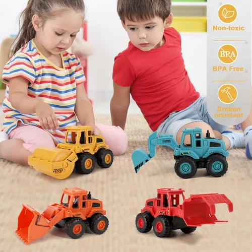 Miniatura 4 de 4 juguetes de construcción, camiones de construcción accionados por fricción, camiones de arena, juguetes para exteriores con excavadora, camión