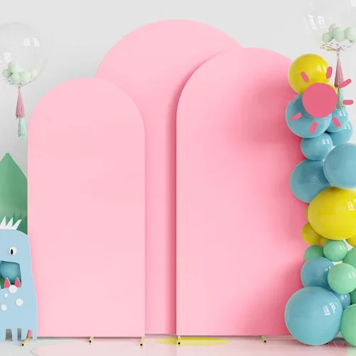 Miniatura 16 de Fomcet Juego de 2 fundas para arco de boda de 6 pies, 7.2 pies, color beige, de 2 caras, parte superior redonda de elastano, cubierta de telón