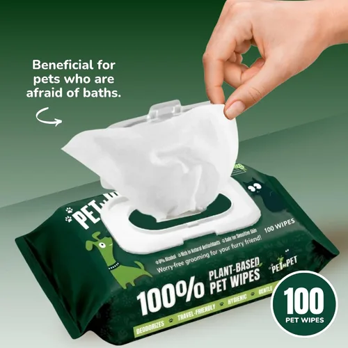 Miniatura 3 de Pet N Pet Toallitas para perros 100% a base de plantas para patas y traseros, 100 toallitas hipoalergénicas sin perfume para perros, 8 x 8 pulgadas