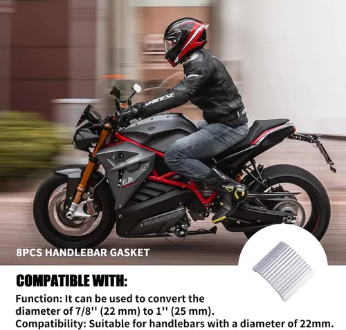 Miniatura 6 de Cuñas de manillar de 7/8 pulgadas a 1 pulgada de manillar de motocicleta, espaciador de conversión con soportes para manillar, elevadores