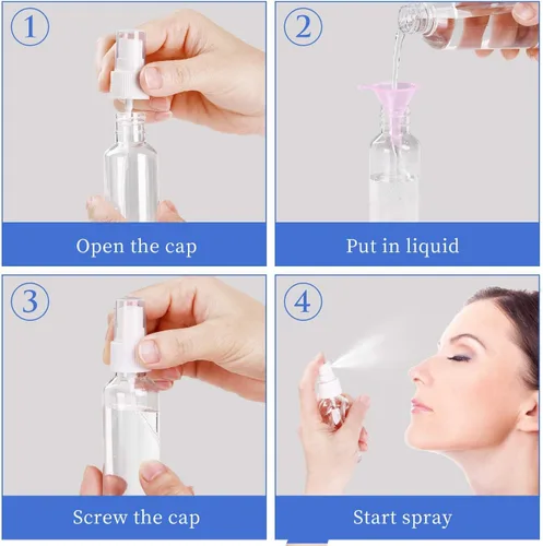 Miniatura 6 de 24 botellas de spray de 2 onzas / 1.9 fl oz transparentes vacías, mini botellas de aerosol rellenables, juego de rociadores de tamaño de bolsillo