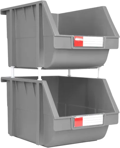 Miniatura 12 de Paquete de 2 cubos de almacenamiento apilables, organizador de polipropileno resistente de 8.4 x 11 x 6.9 pulgadas, diseño colgante y de conexión