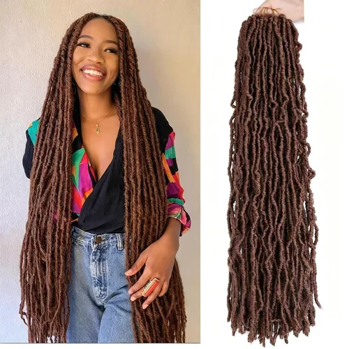 Miniatura 12 de 6 Paquetes Soft Locs Cabello de Ganchillo Pre Looped Faux Locs Trenzas de Ganchillo Goddess Locs Dreadlocs Cabello Sintético Para Mujeres Negras 1b