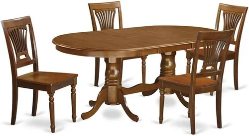 Miniatura 14 de East West Furniture PLAI5-BLK-W - Juego de comedor de 5 piezas para 4 personas, incluye una mesa de comedor ovalada con hojas de mariposa y 4 sillas